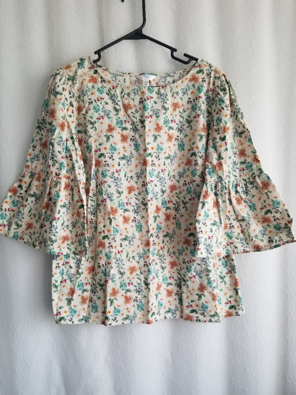 Floral Blouse 3/4 Bell Sleeves Cottagecore Large